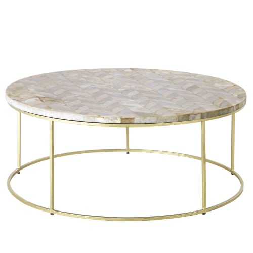 Meubles Tables basses | Table basse en pierre motif à chevrons - ST26141