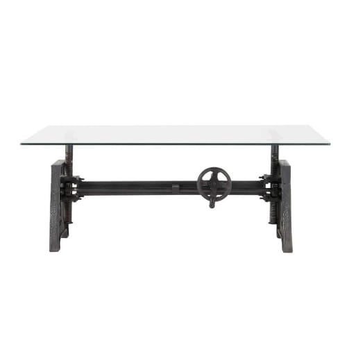 Meubles Tables basses | Table basse indus en verre et métal L135 - GD08643