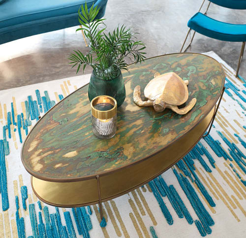 Table Basse Ovale 2 Plateaux Coloris Laiton Zenith Maisons Du Monde