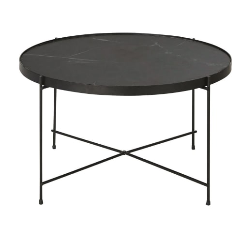 Meubles Tables basses | Table basse ronde effet marbre noir - YH93337
