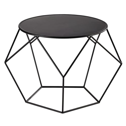 Meubles Tables basses | Table basse ronde en métal noir - LS35015