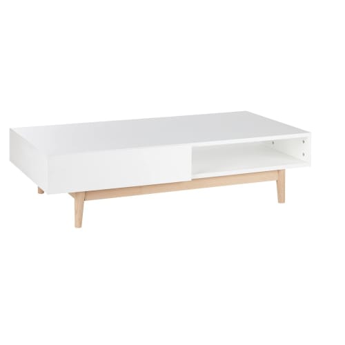 Meubles Tables basses | Table basse style scandinave 2 tiroirs blanche - QA81115