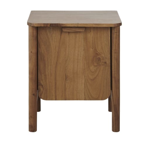 Table de chevet 1 porte réversible en bois d'acacia massif marron