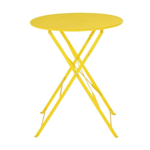 Table de jardin ronde pliable en acier jaune D60 | Maisons du Monde