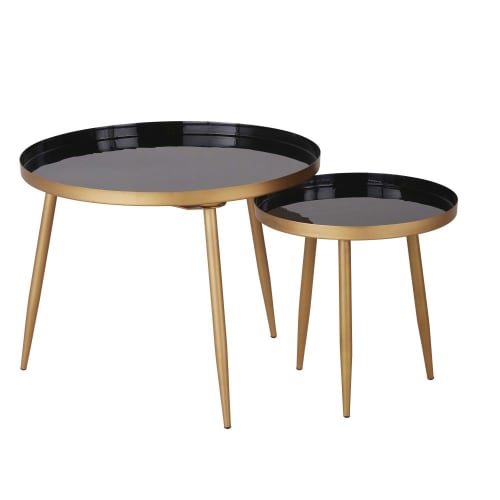 Table basse avec double plateau en métal noir Mudo