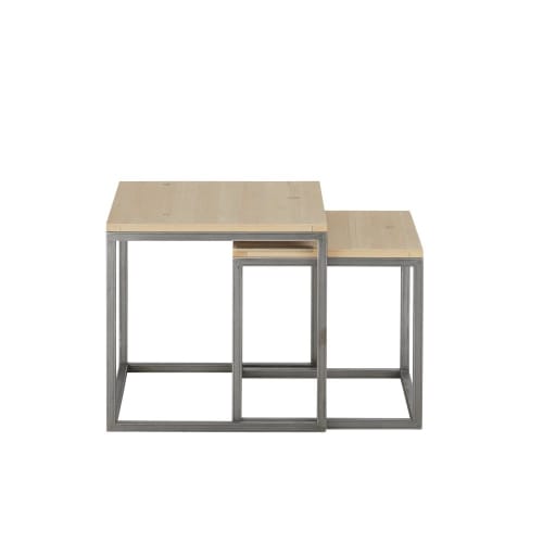 Meubles Tables basses | Tables gigognes coloris gris et naturel - XV54270