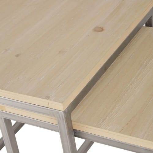 Meubles Tables basses | Tables gigognes coloris gris et naturel - XV54270