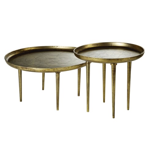 Tables Gigognes En Metal Coloris Laiton Effet Vieilli Kamila