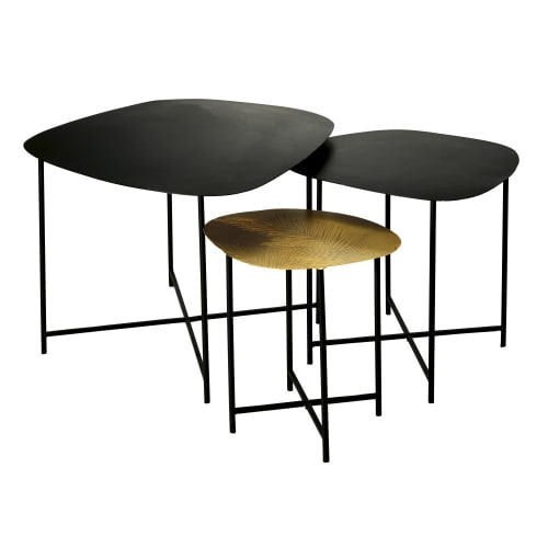 Tables Gigognes En Metal Coloris Laiton Grave Et Metal Noir