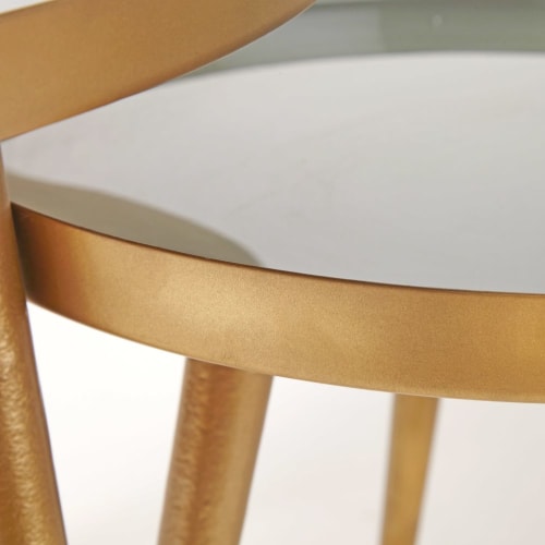 Meubles Tables basses | Tables gigognes en métal vert et doré - ML80443