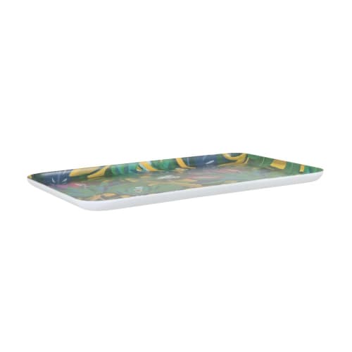 Tischkultur Holztablett und Serviertablett | Tablett aus Melamin mit grünem, gelbem, blauem und violettfarbenem Aufdruck - CD58570