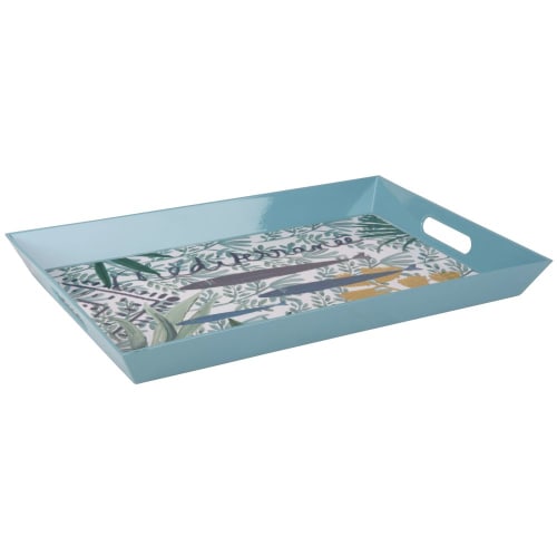 Tischkultur Holztablett und Serviertablett | Tablett, blau und weiß, mehrfarbig bedruckt - ZT49642