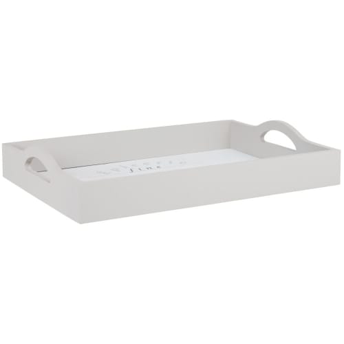 Tischkultur Holztablett und Serviertablett | Tablett, weiß und grau, 40x28cm - UY42049