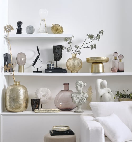 Taca Decorativa Em Aluminio Cor Marfim E Dourado Deco Maisons Du Monde