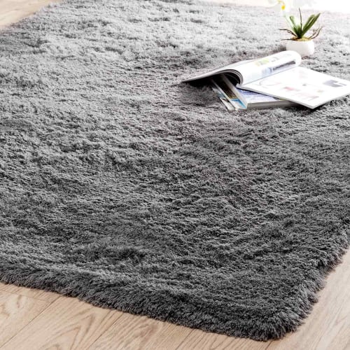 Tapis à Poils Longs En Tissu Gris 140 X 200 Cm