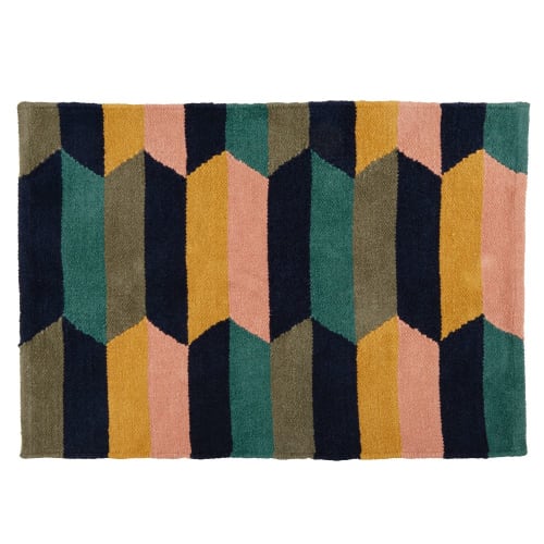 Tapis chenillé à motifs géométriques multicolores, 60x90