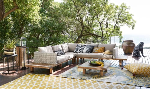 Tapis D Exterieur Jaune Motifs Graphiques Blancs 140x200 Dhatu Maisons Du Monde