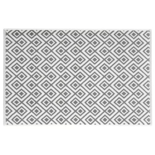 Tapis De Bain En Coton Blanc Motifs Gris 80x50cm