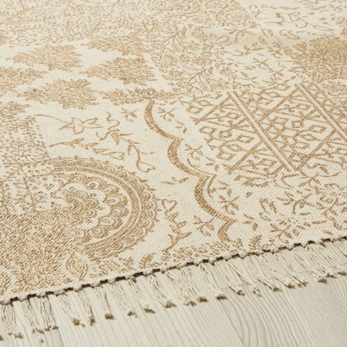 Tapis En Coton écru Et Doré Imprimé 140x200 Taza Maisons Du Monde