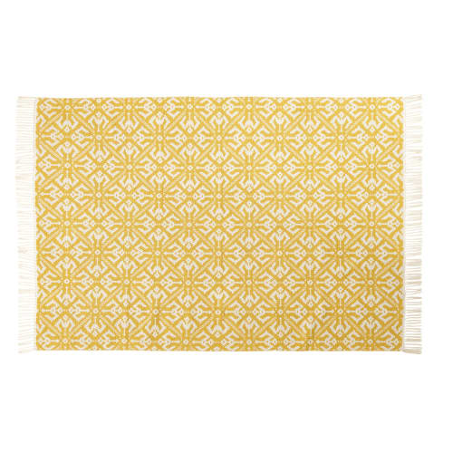 Tapis En Coton Tissé Jacquard Motifs Graphiques Jaunes Et écrus 140x200