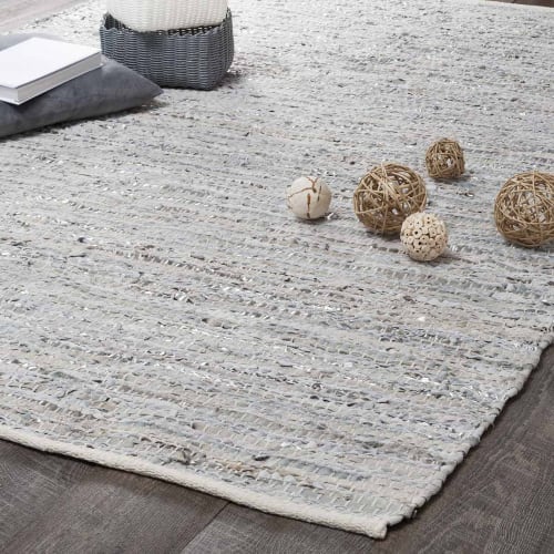 Tapis en cuir beige et gris 10 x 10 Maisons du Monde Tapis en cuir beige et gris 10 x 10 Maisons du Monde
