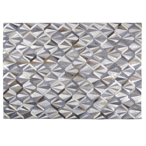 Tapis En Cuir De Vache Gris Anthracite Motifs Graphiques 140x200 Marjorie Maisons Du Monde