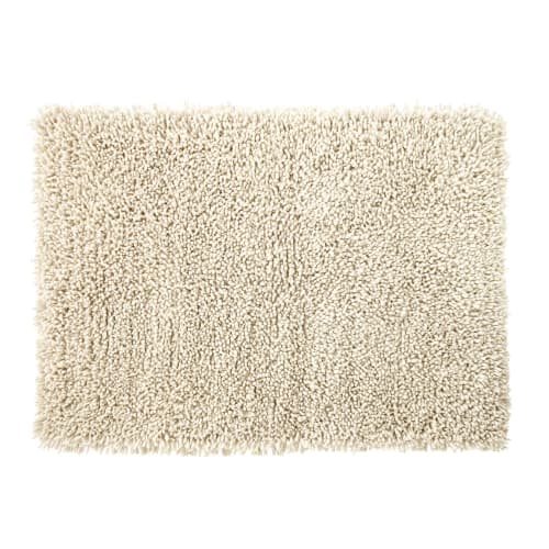 Tapis En Laine Et Coton écru Effet Shaggy 140x200