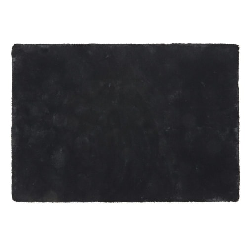 Tapis immitation fourrure noire, 140x200