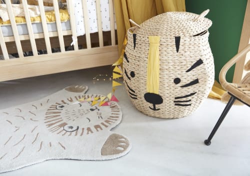 Tapis Lion Tufte Gris Anthracite Marron Et Beige 100x80 Mini Jungle Maisons Du Monde