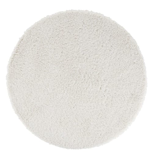 Tapis rond shaggy imitation fourrure blanche D.140cm Furil