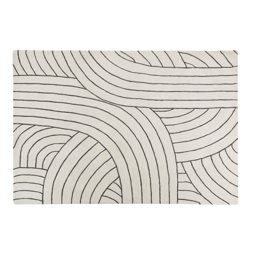 Tapis tuft en laine motif graphique blanc cass 160x230 KASTOS