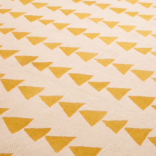 Tappeto écru In Cotone Con Motivi Gialli 180x120 Cm