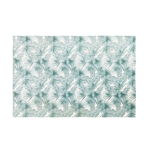 Tappeto In Cotone Verde E Bianco Stampa Vegetale 140x200 Cm
