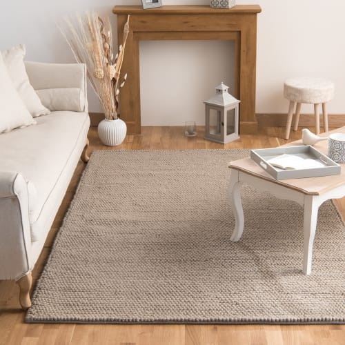 Tappeto grande in lana e cotone beige 160 cm x 230 cm INDUSTRY