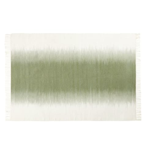 Tappeto In Lana Intessuta écru E Verde 140x200 Cm