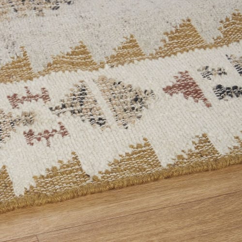 Tappeto kilim in iuta, lana e cotone intessuti con motivi etnici  multicolore e frange 160x230 cm SATARA