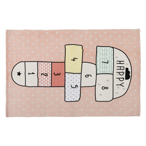 Tappeto Rosa In Cotone Per Bambini Con Gioco Di Campana 120x180 Cm