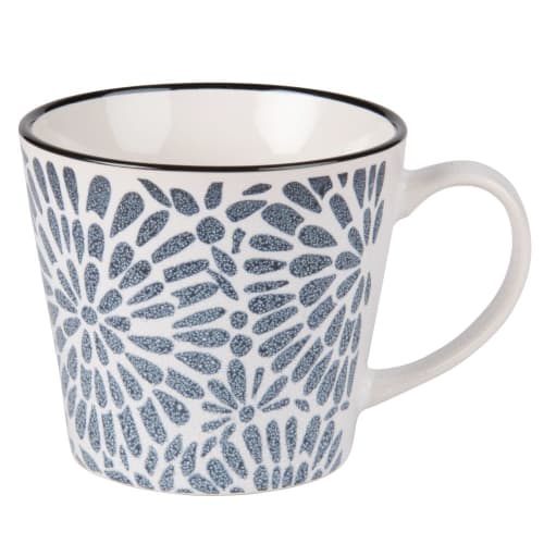 Tischkultur Tassen und Becher | Tasse aus Steinzeug, bedruckt mit blauen Blumen - CR74784