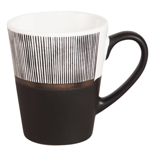 Tischkultur Tassen und Becher | Tasse aus Steinzeug in Weiß und Schwarz mit Streifenmuster - US22470