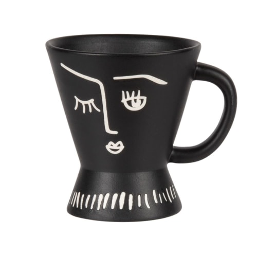 Art de la table Bols, tasses et mugs | Tasse en porcelaine noire imprimé blanc - YW60316