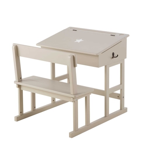 Taupe Children S Desk With White Star Print Pupitre Maisons Du Monde