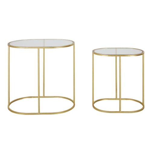 Tavolini da salotto in vetro e metallo dorato (x2)