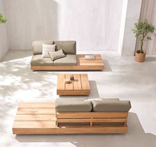 Add-on tavolo quadrato tavolino Tavolo basso design in stile country Akola tavolino a forma di S in legno massello di acacia/metallo 45x60x30cm 