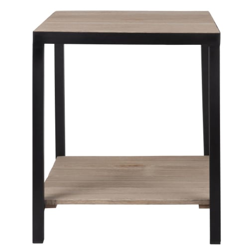 Tavolino da divano in legno di paulonia e metallo nero