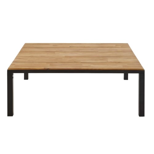 Tavolino Da Giardino In Legno Massello Di Acacia E Metallo Nero