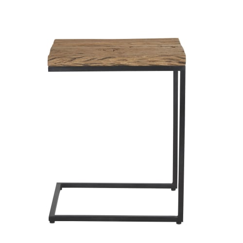 Tavolino da salotto in metallo nero e legno