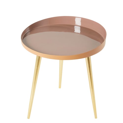 Tavolino da salotto in metallo rosa e dorato Anemone | Maisons du Monde