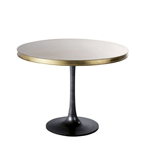 Tavolo Da Pranzo Rotondo In Metallo Color Ottone 4 5 Persone L 100 Rockefeller Maisons Du Monde