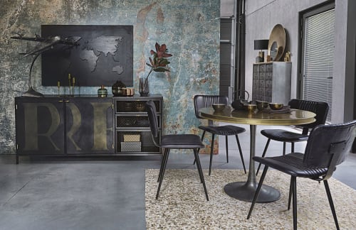 Tavolo Da Pranzo Rotondo In Metallo Color Ottone 4 5 Persone L 100 Rockefeller Maisons Du Monde