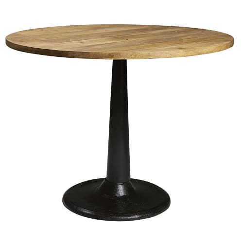 Tavolo per sala da pranzo in legno massello di mango e metallo nero 115 cm